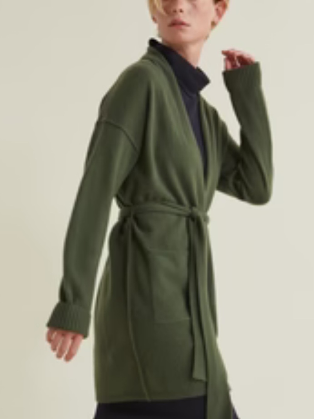 MICHAEL STARS Romy cashmere open cardigan Tarragon olive green -S-NWT! $298